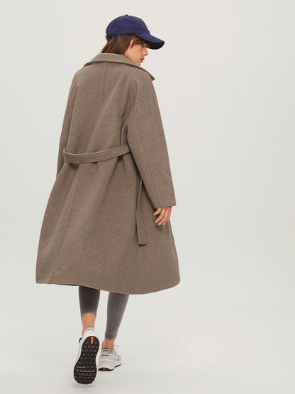 Brushed Belted Graceful Long Overcoat