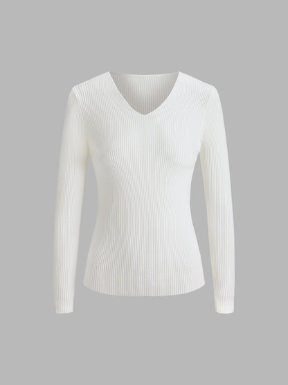 Clouds Ribbed Graceful Pullover Sweater