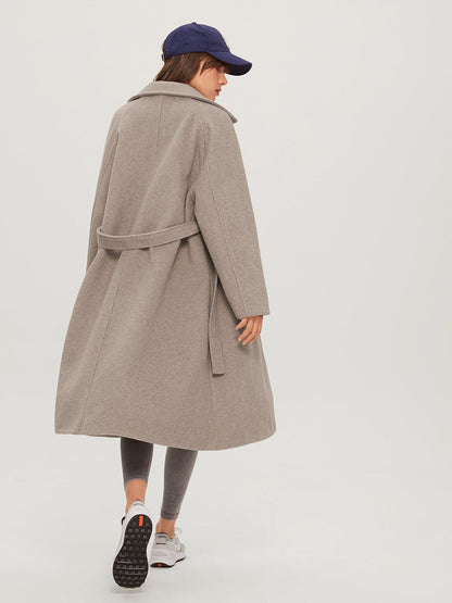 Brushed Belted Graceful Long Overcoat