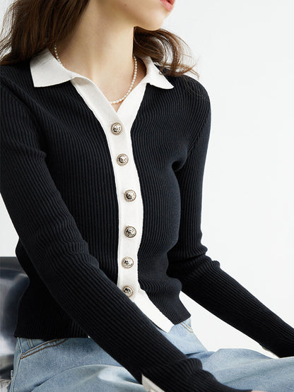 Contrast Charming Elegant Cardigan