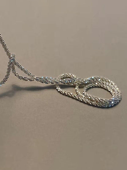 Rhinestone Decor Graceful Silver Plated Necklace