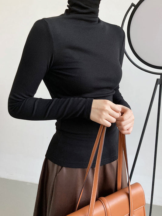 Casual Ribbed Graceful Turtleneck Shirt