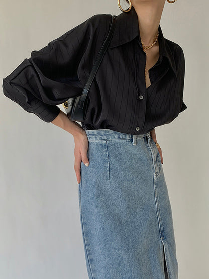 Charlotte Oversized Button Trendy Up Collared Shirt