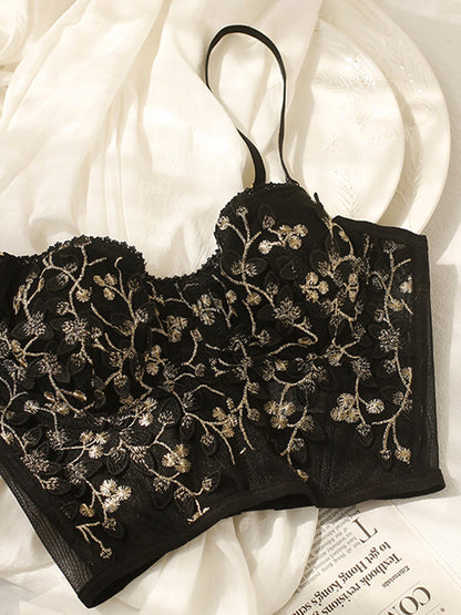 Floral Mesh Lace Trendy Crop Corset Top