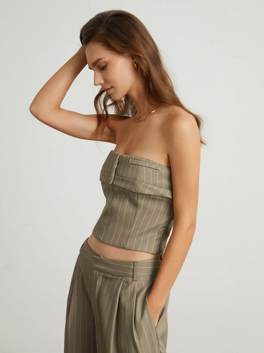 Carpe Diem Pinstripe Trendy Crop Tube Top