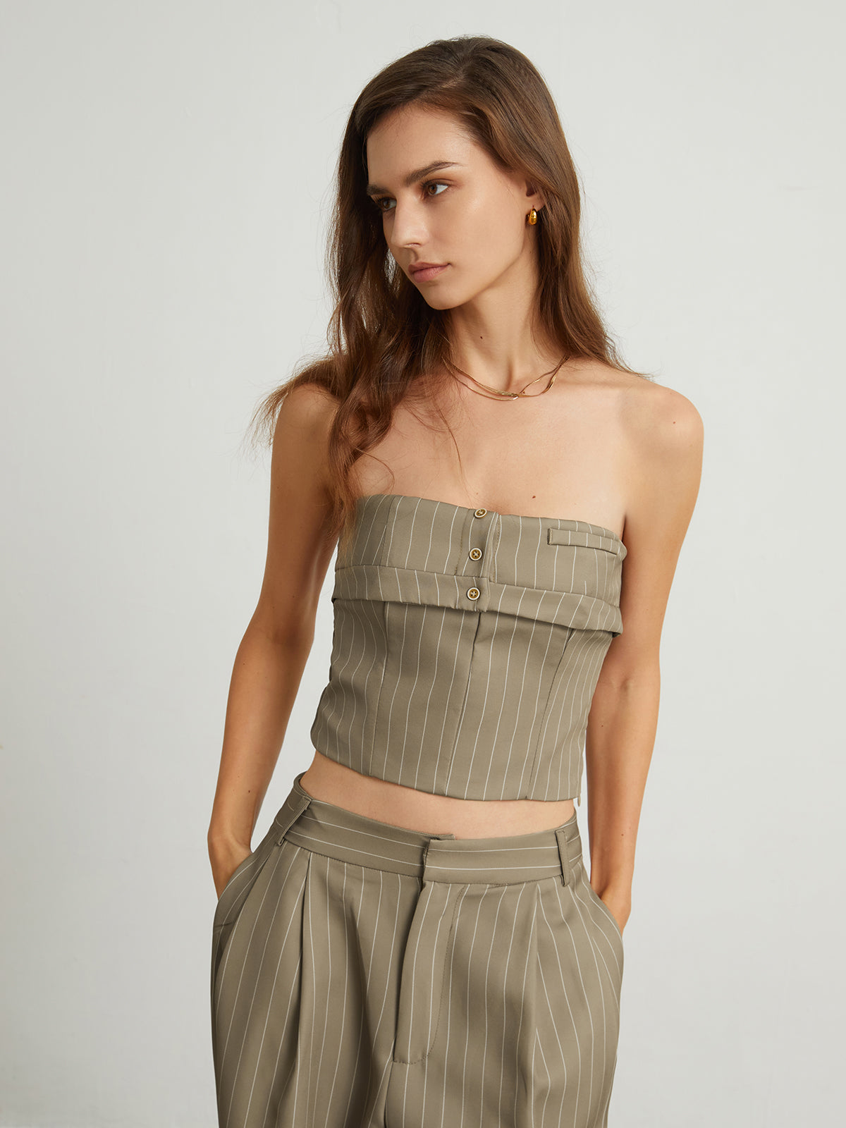 Carpe Diem Pinstripe Trendy Crop Tube Top