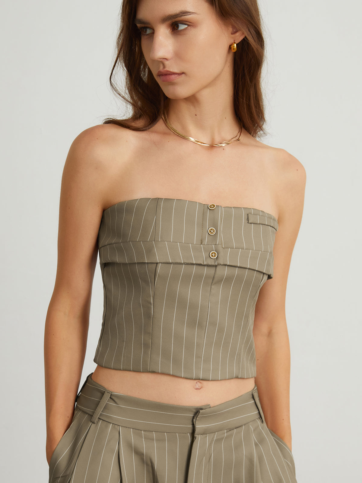 Carpe Diem Pinstripe Trendy Crop Tube Top