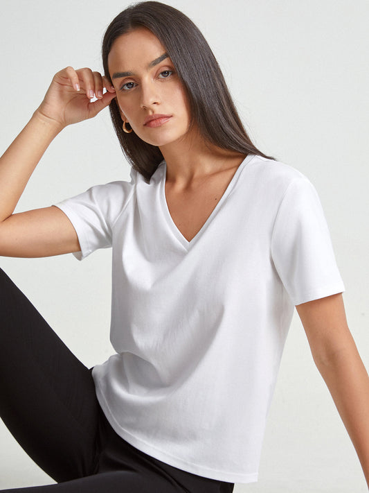 Basic Everyday Graceful V-Neck T-Shirt