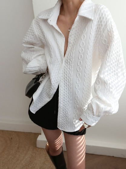 Cable Knit Graceful Oversized Shirt