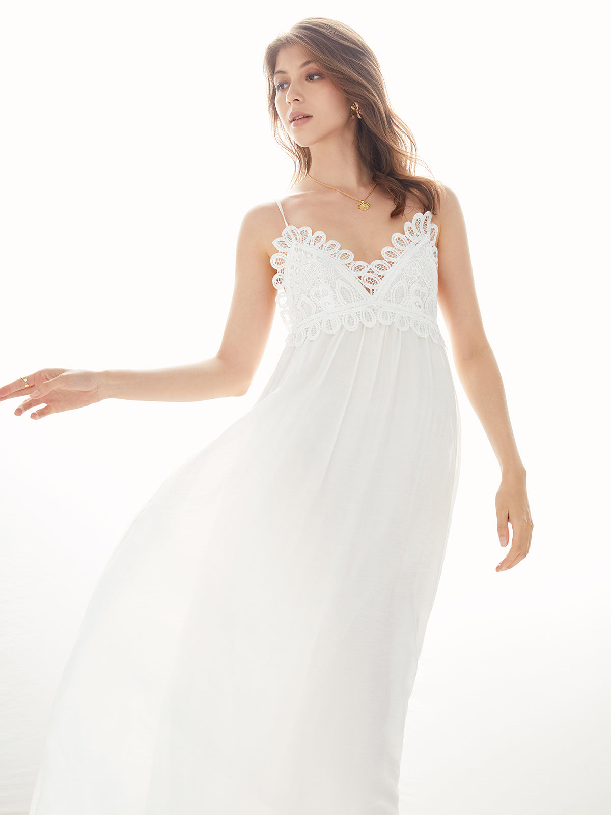 Aegean Guipure Lace Trendy Open Back Long Dress Dresses