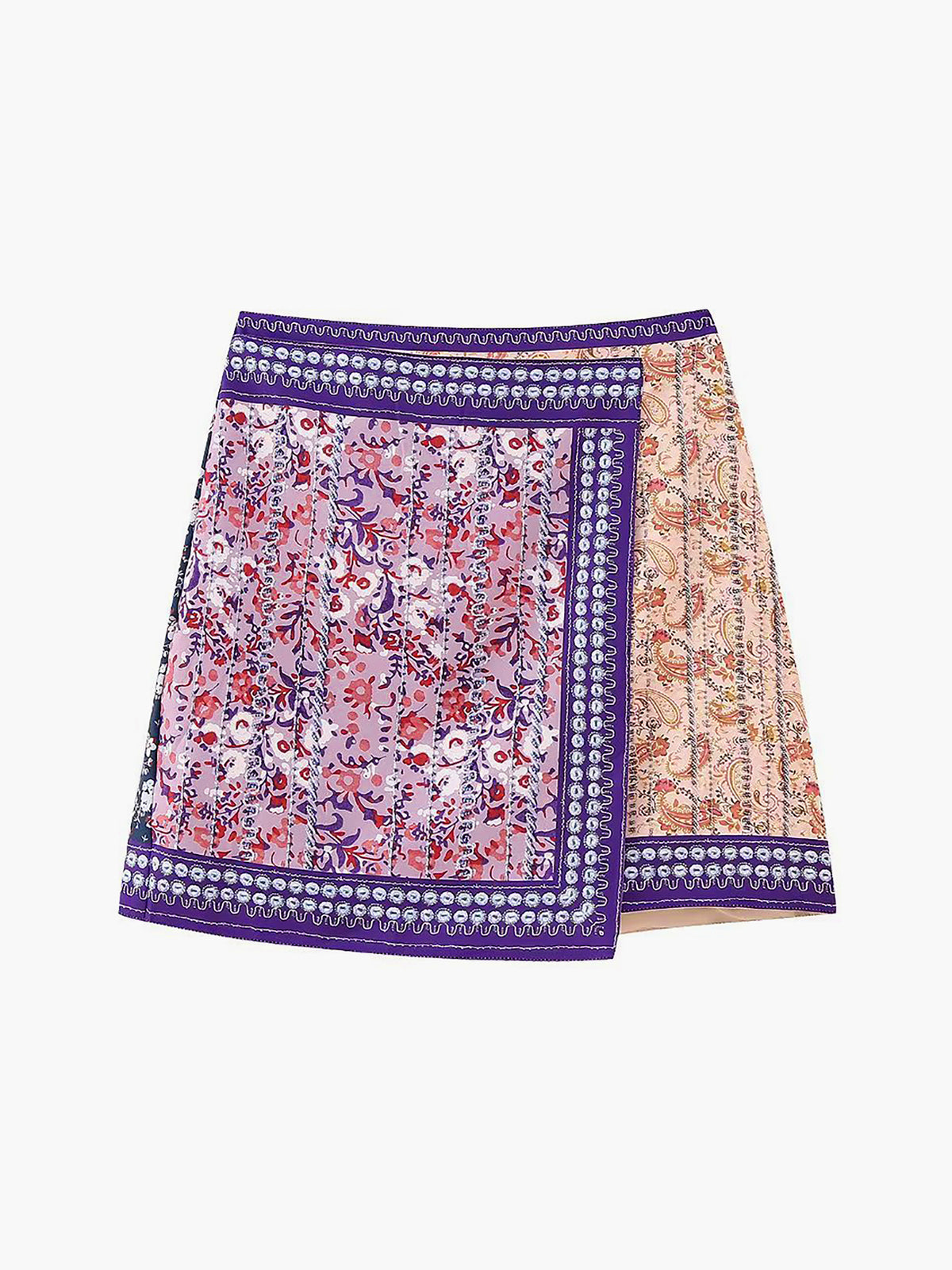 Embroidered Asymmetric Graceful Floral Mini Skirt