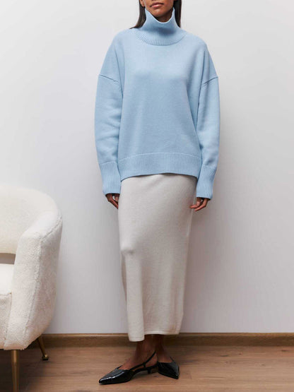 Cloudless Sky Graceful Turtleneck Oversized Sweater