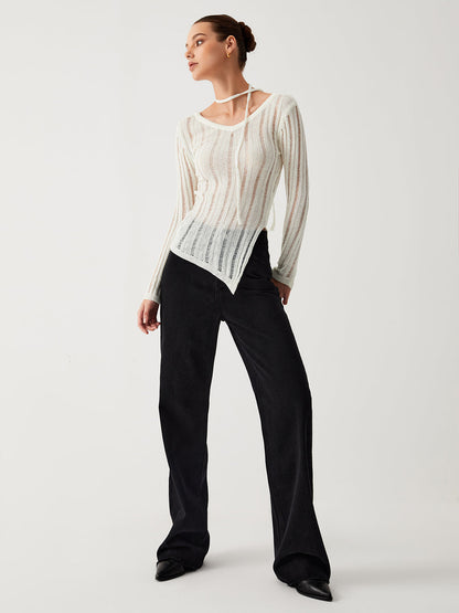 Effortless See Through Trendy Open Knit Top