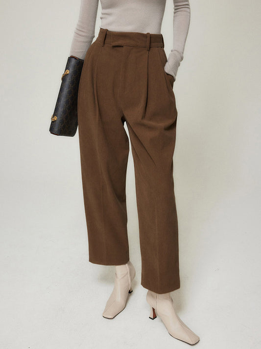 Caramel Smart Cropped Trendy Straight Leg Pants