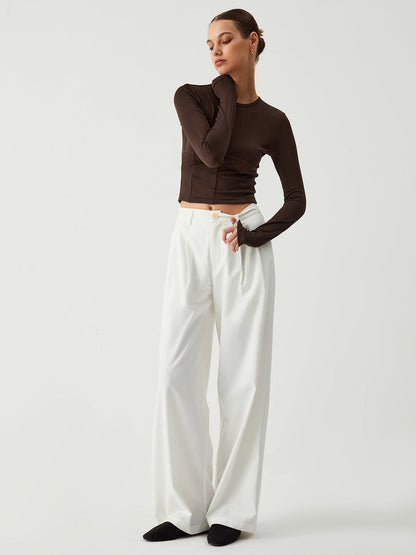 Cocoa Beans Long Trendy Sleeve Crop Shirt