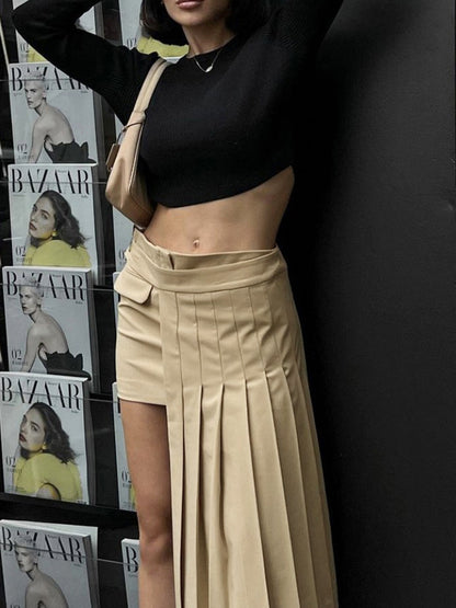 Asymmetric Layer Graceful Pleat Mini Skirt