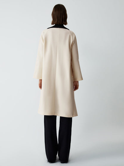 Contrast Collar Graceful Long Trench Coat