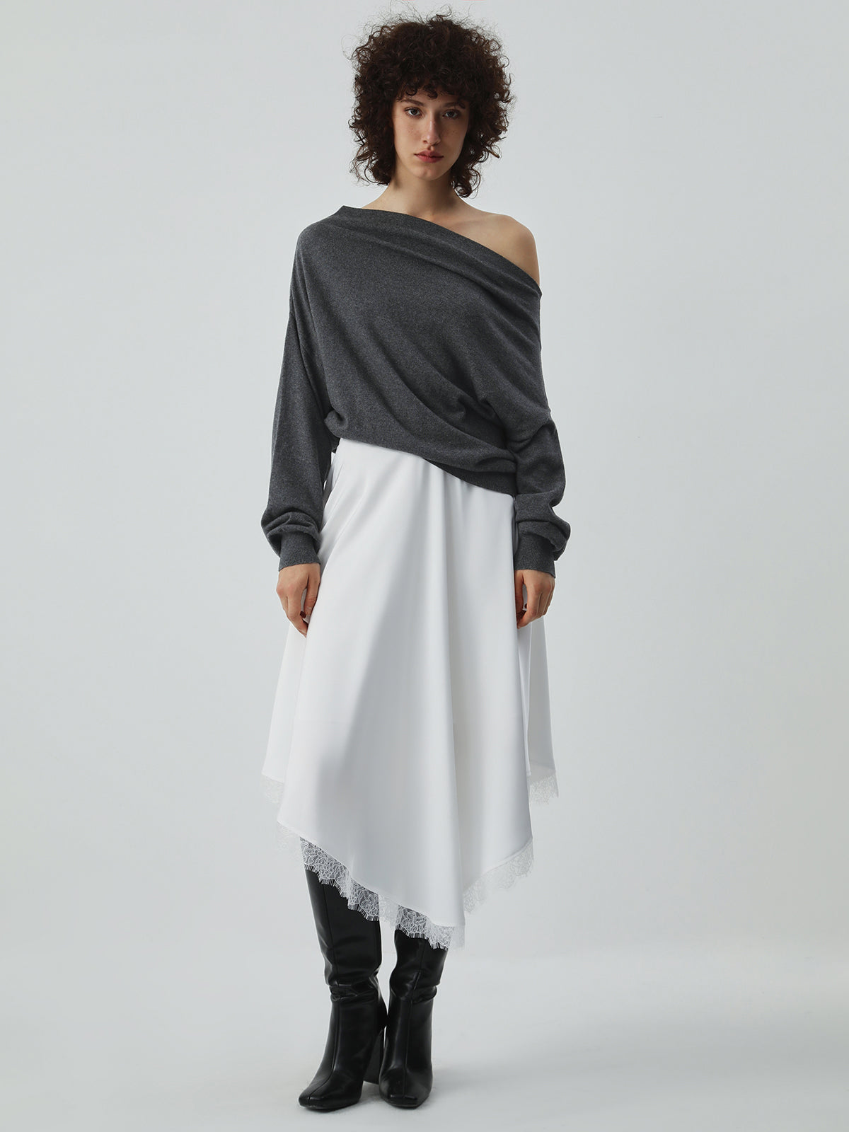 Asymmetric Off Graceful Shoulder Sweater