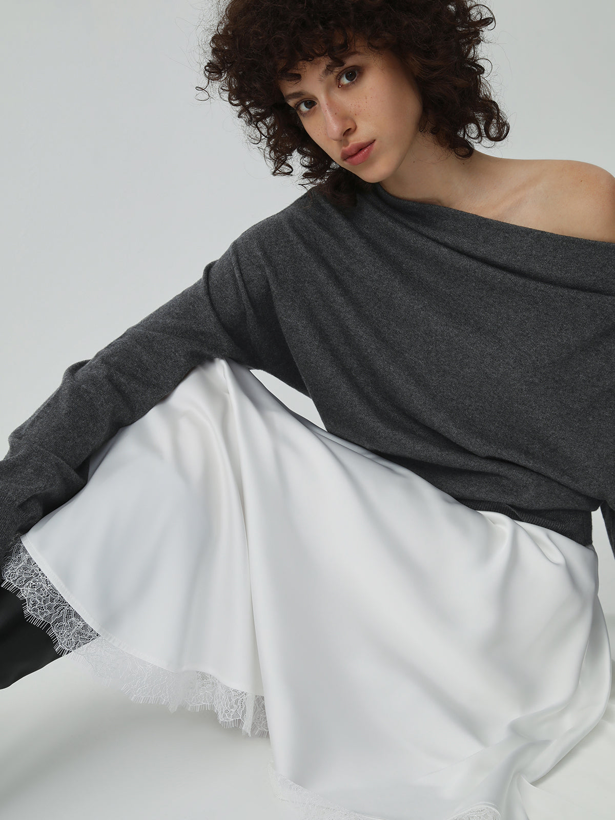 Asymmetric Off Graceful Shoulder Sweater