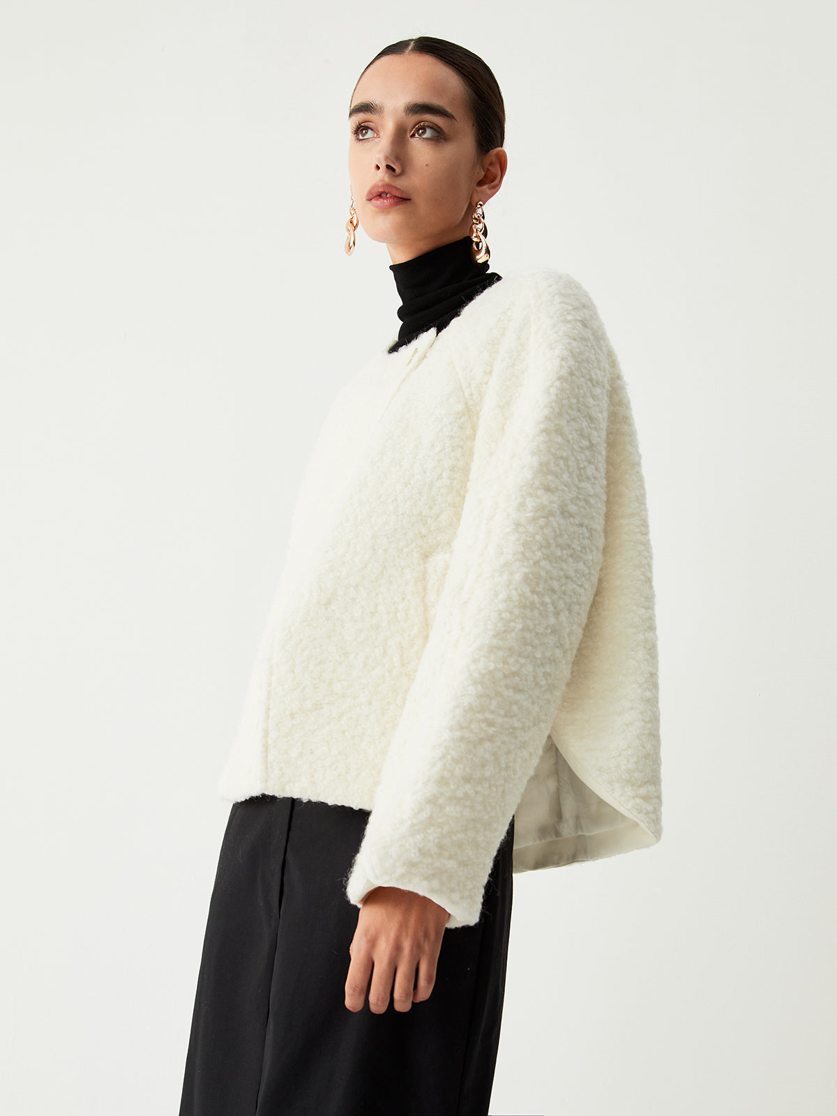 Asymmetric Buttoned Graceful Fleece Jacket