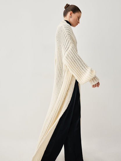 Crocheted Perforated Graceful Long Cardigan