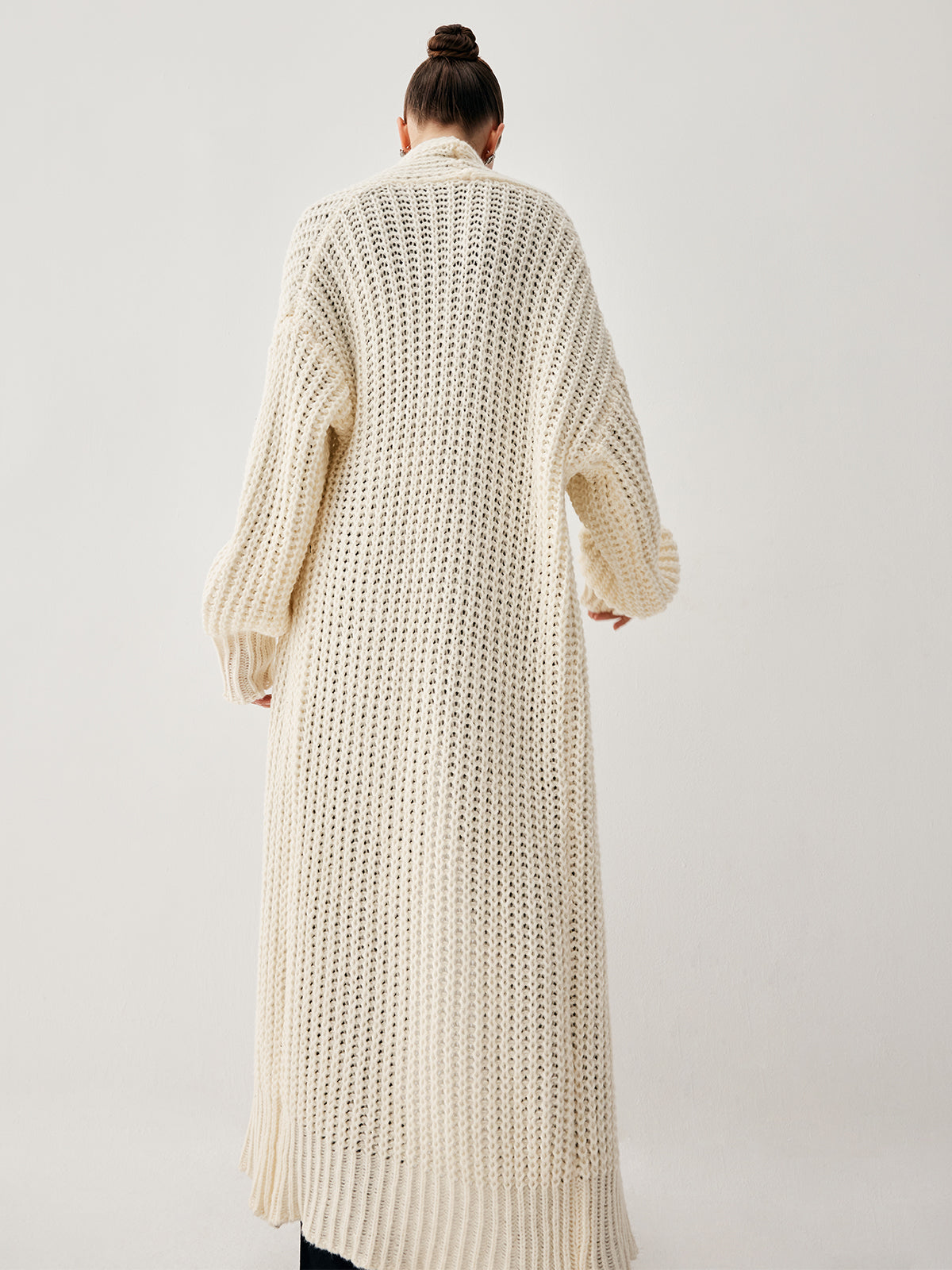 Crocheted Perforated Graceful Long Cardigan