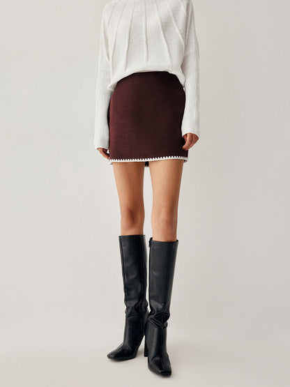 Embroidered Trim Graceful Mini Skirt