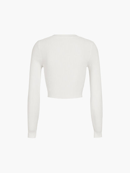 Cutout Split Beads Trendy Detail Ribbed Knit Top