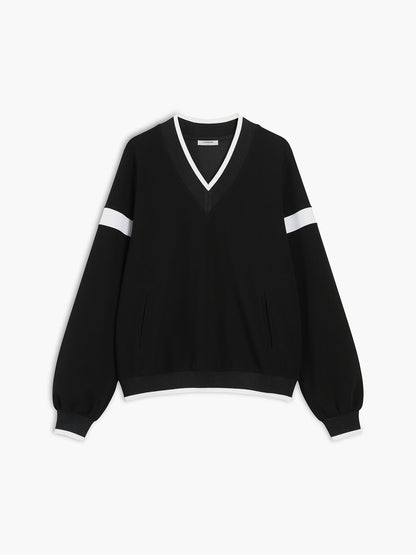 Contrast Trim Graceful Oversized Sweatshirt