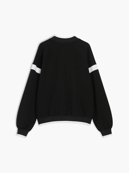 Contrast Trim Graceful Oversized Sweatshirt