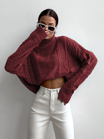 Cable Knit Graceful Turtleneck Oversized Sweater