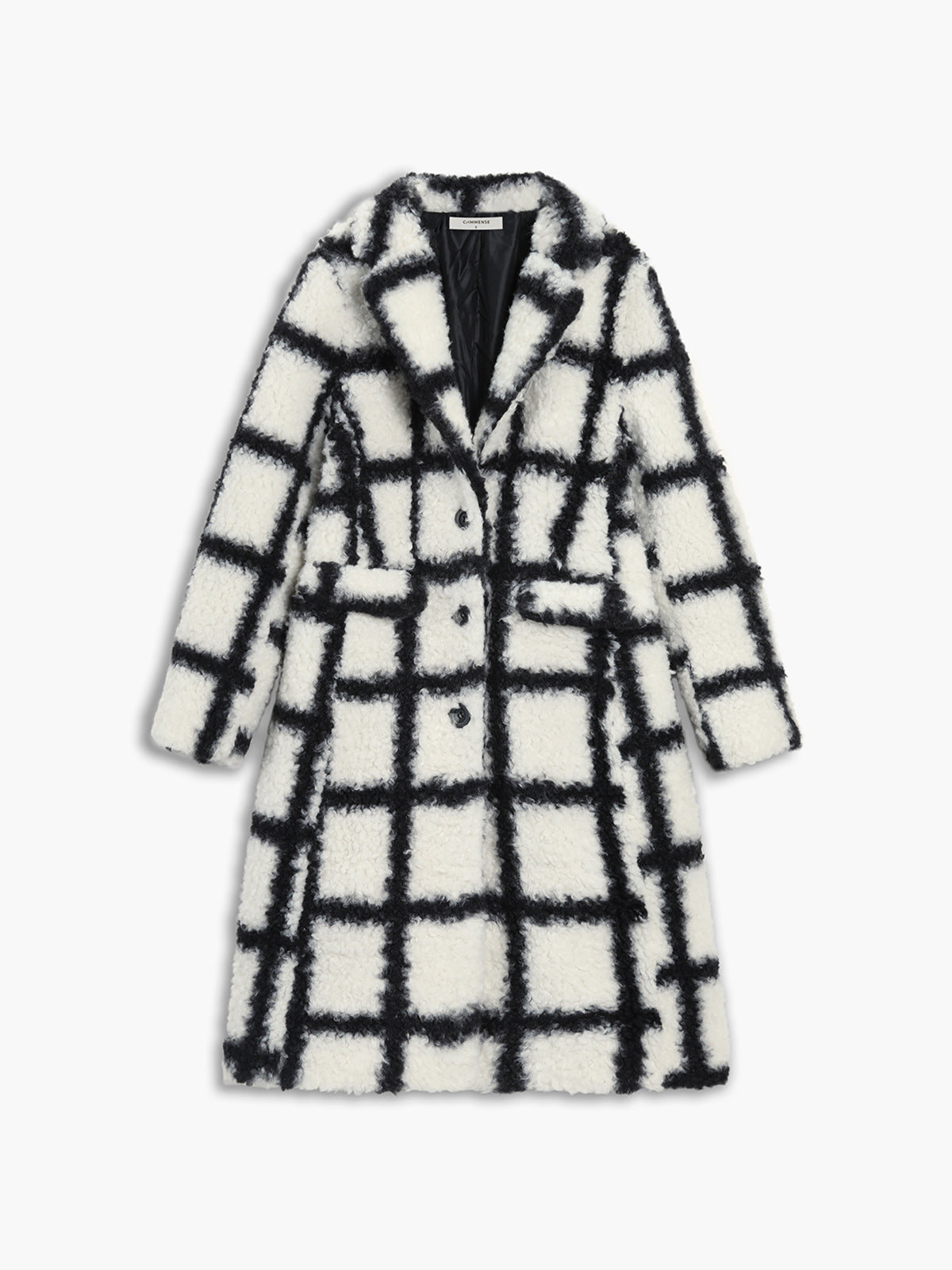 Checkered Button Graceful Sherpa Jacket Fleece Jackets