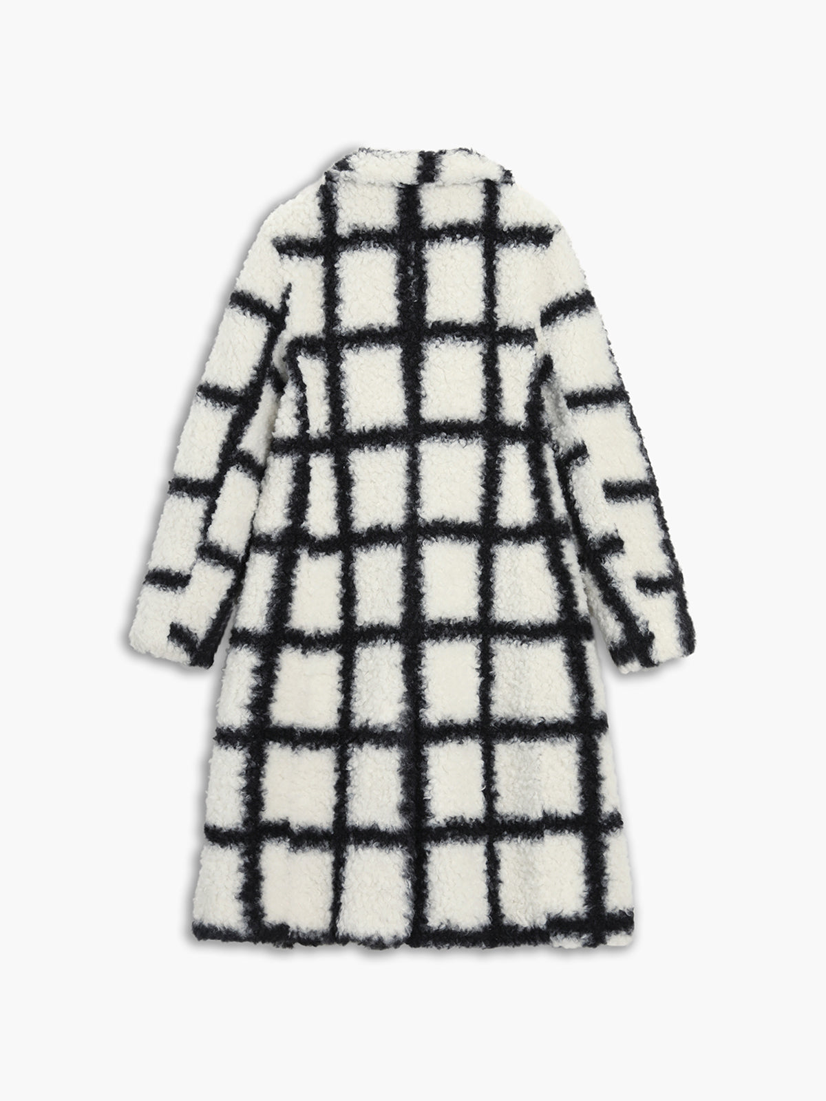 Checkered Button Graceful Sherpa Jacket Fleece Jackets
