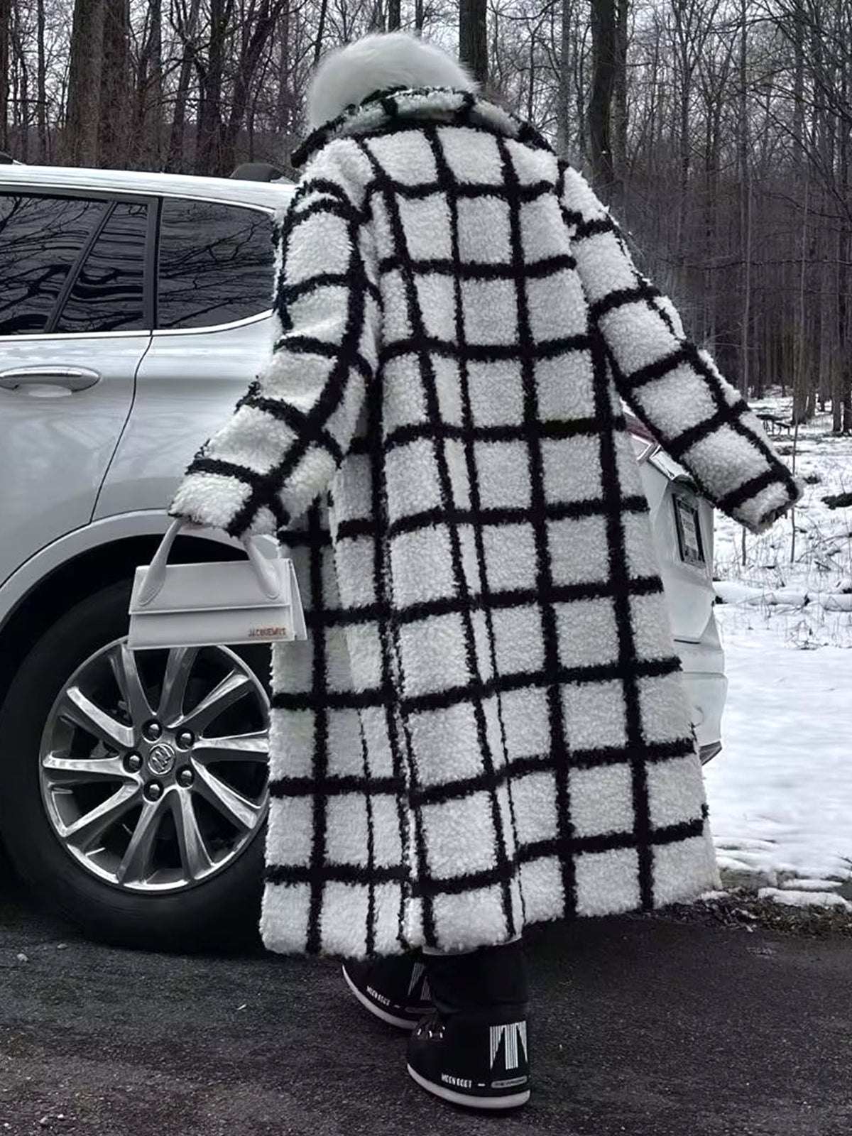 Checkered Button Graceful Sherpa Jacket Fleece Jackets