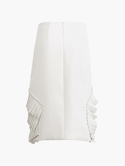 Asymmetrica Layered Graceful Pleated Midi Skirt