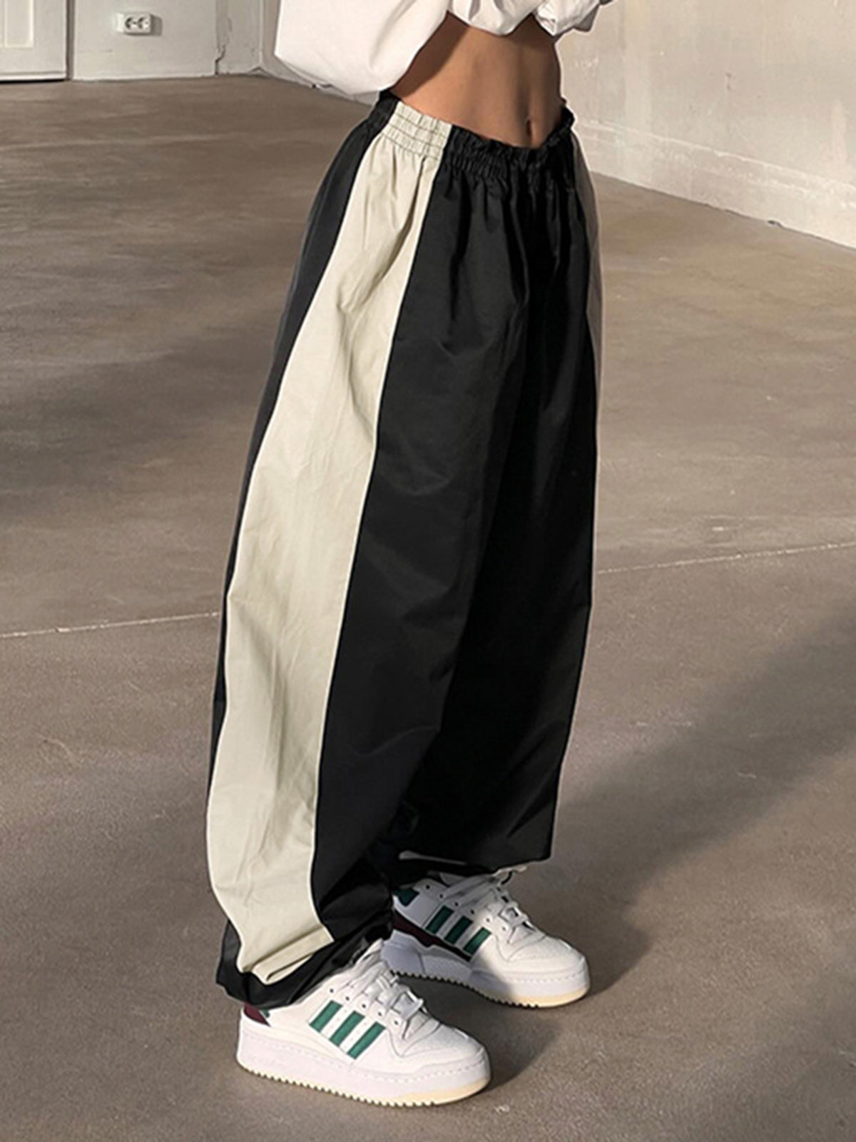 Color Contrast Graceful Adjustable Hem Pants