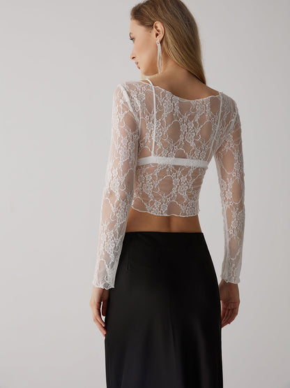 Floral Lace Graceful See Through Top