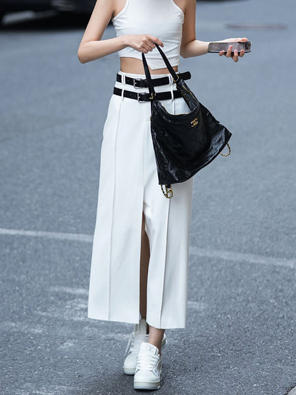 Belted Split Graceful Maxi Skirt