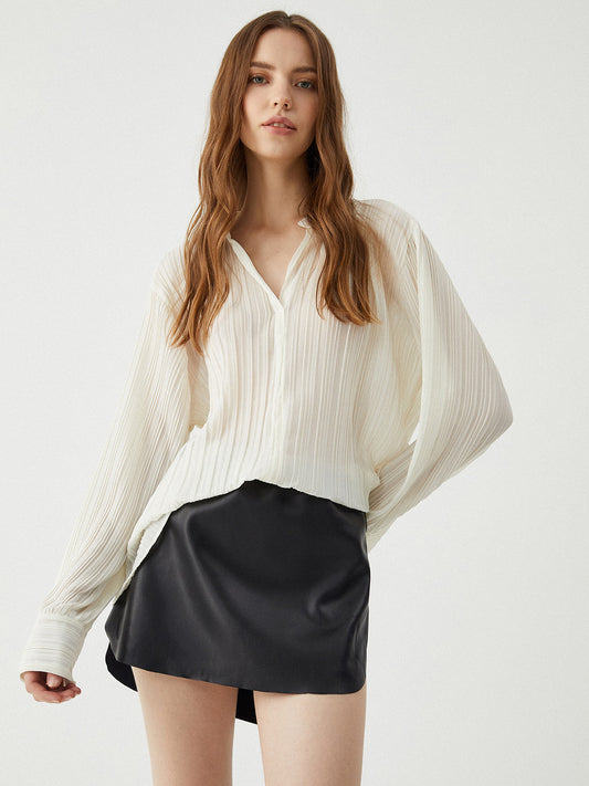 Button Up Graceful V-neck Shirt