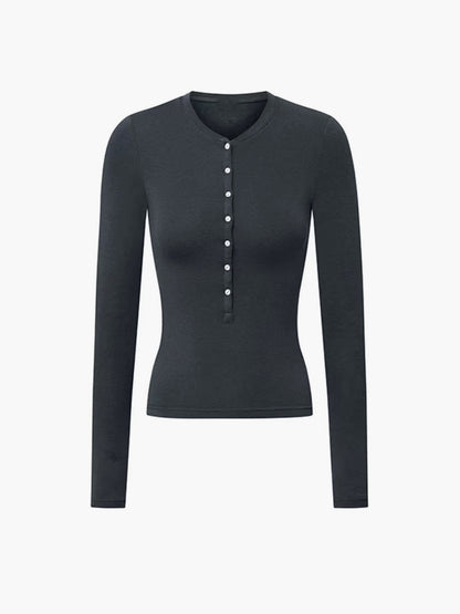 Button Up Graceful Long Sleeve Top