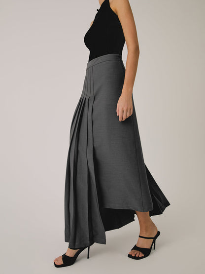 Asymmetric Pleated Graceful Maxi Skirt