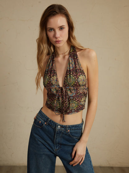 Boho Knotted Graceful Halter Tank Top