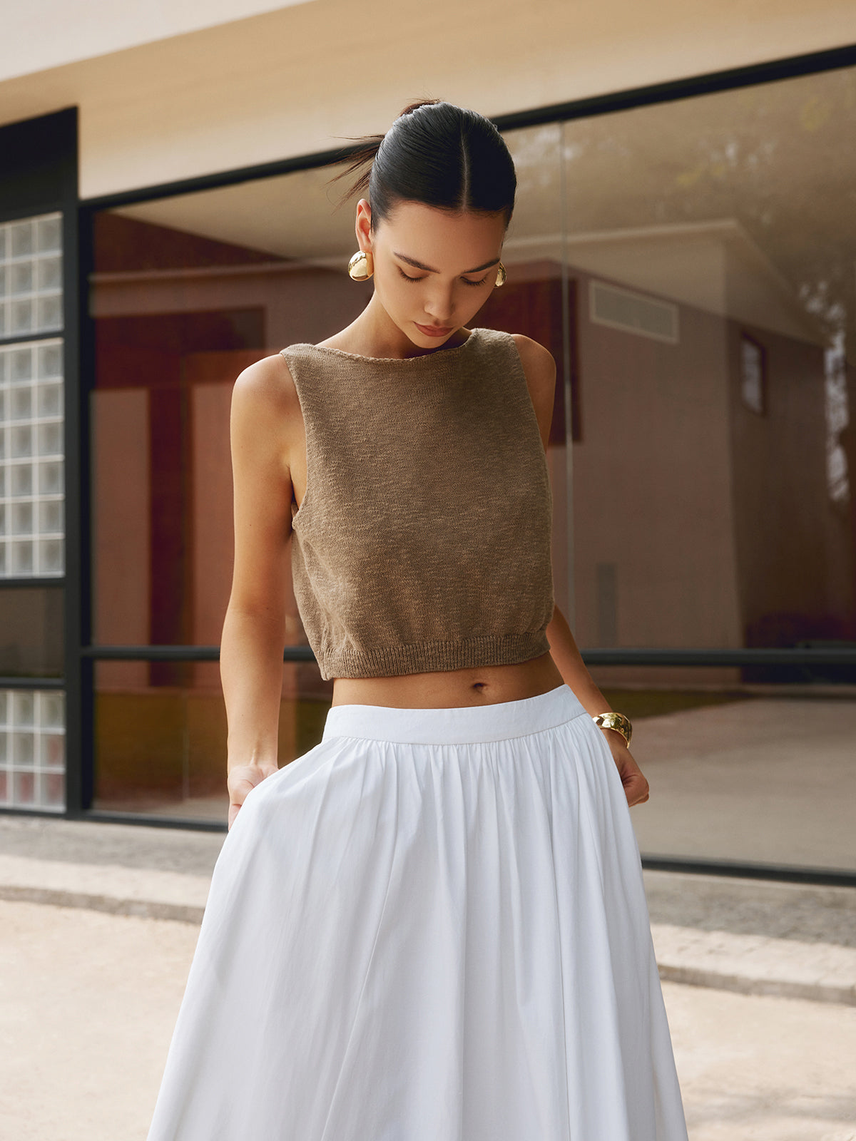 Cotton Blends Graceful Crop Top