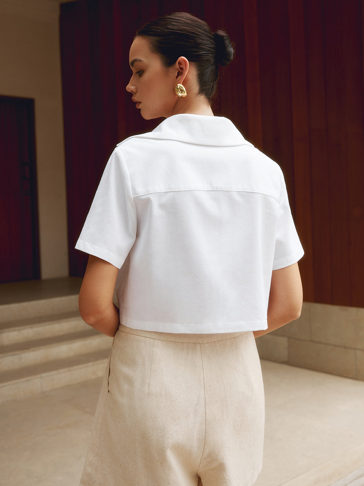 Cotton & Graceful Linen Cropped Shirt