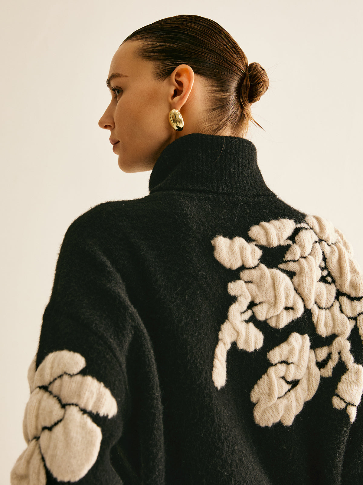 Wool Blend Turtleneck Jacquard Sweater Sweaters