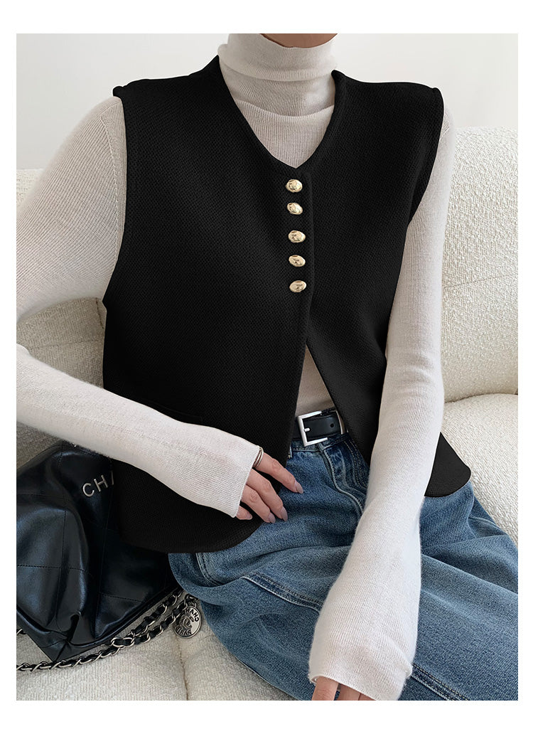 Elegant Split Sweater Vest Black / XS Sweater Vests