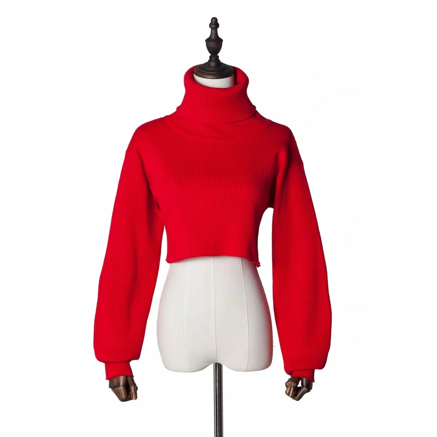 Trendy Casual Loose Sexy Fashionable Solid TurtleNeck Long Sleeve Knit Crop Christmas Sweater