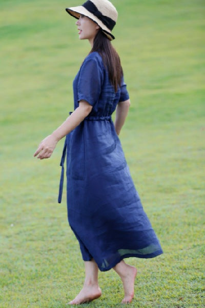 Ramie Dress in Blue