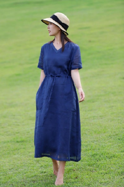 Ramie Dress in Blue