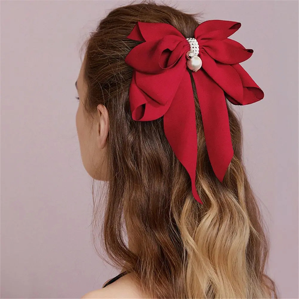 Ribbon Bowknot Ponytail Hair Accessory - Spring Fashion Christmas